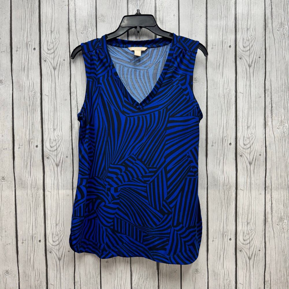 Banana Republic Sleeveless Royal Blue and Black Blouse Size Small